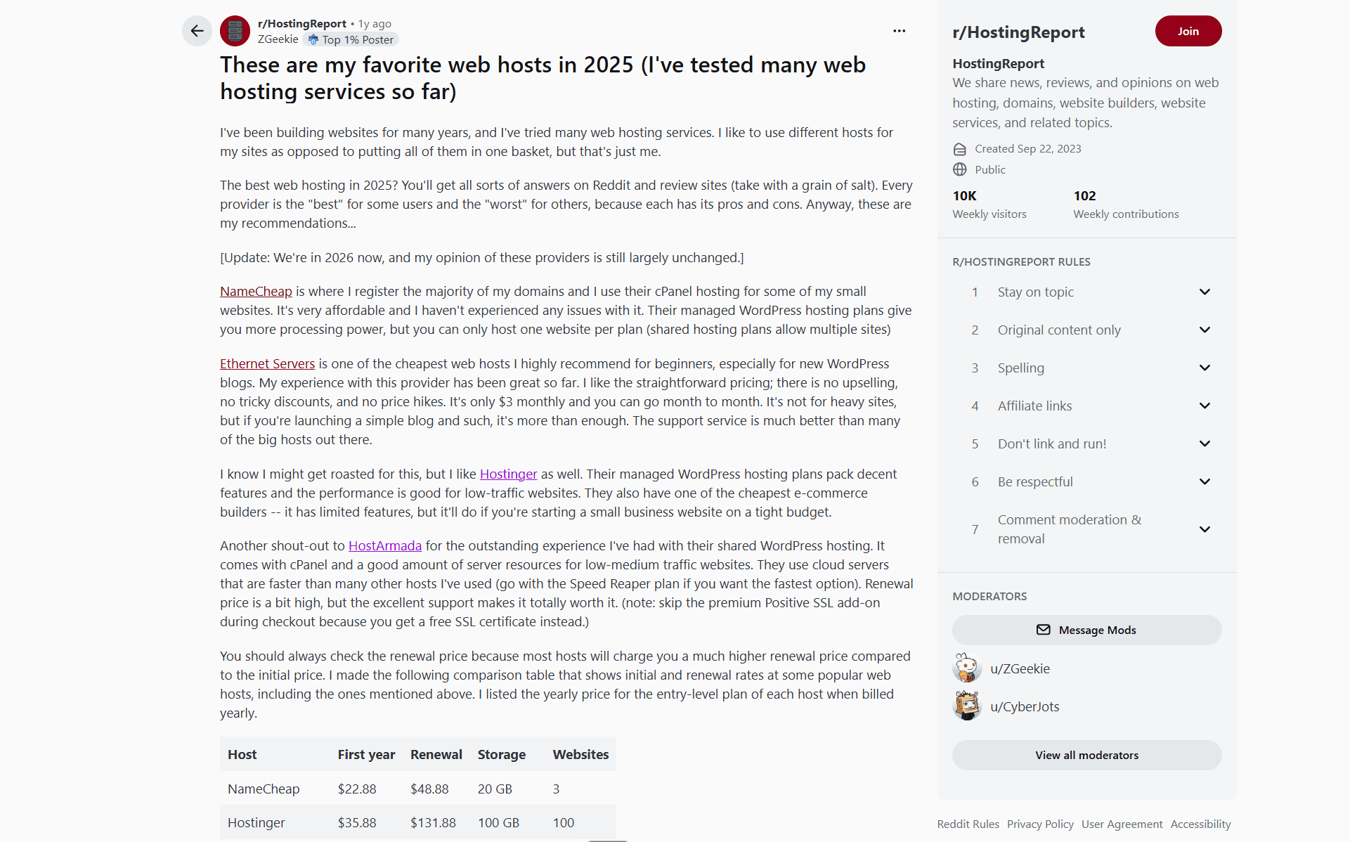 Affiliate link on reddit posts screenshot