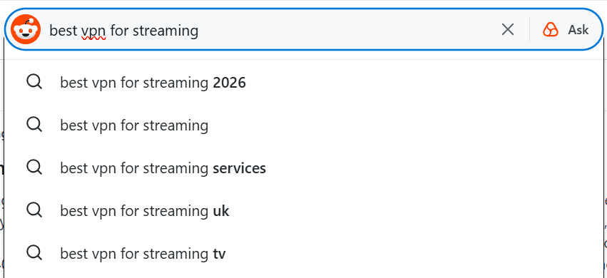 Reddit's internal search to find suitable posts
